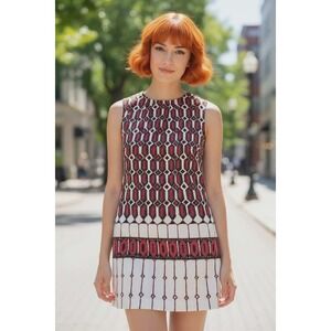 Talbots Petites Sleeveless Geometric Print Sheath Dress Size 2P